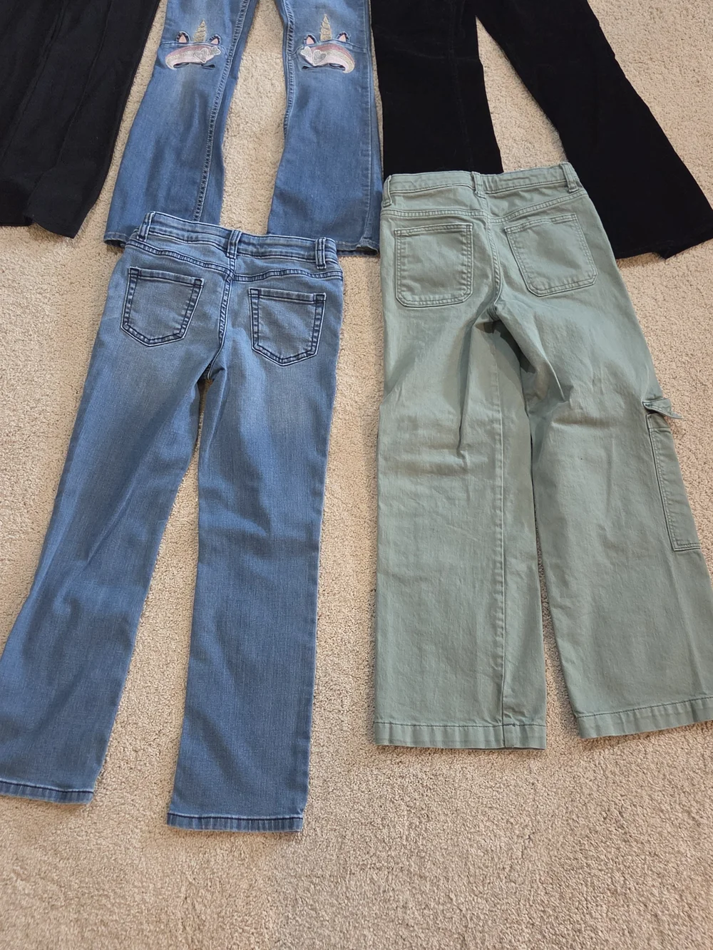 Lot Of 5 Girls Pants Size 8 - Black, Blue, Olive
